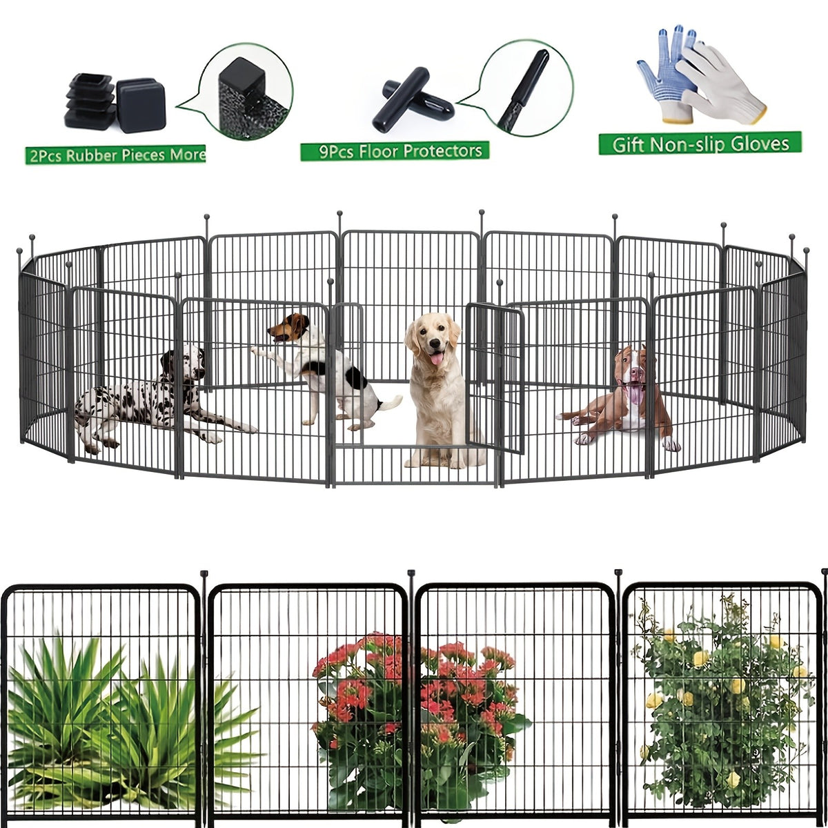 Dog Playpen for RV Camping, Heavy Duty Metal Exercise Fence with 8-Panel 32-Inch or 16-Panel 45-Inch Options for Supervised Dog Play