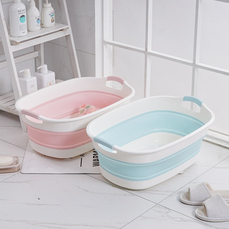 Foldable Dog Bathtub with Drain Plug and Shampoo Dispensing Bath Brush, Portable 21.65-Inch Pet Wash Basin for Small and Medium Pets