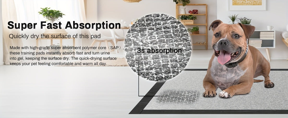 Charcoal Puppy Pads for Odor Control, Extra Large 28 x 34 Inch Disposable Dog Pee Pads with Leak-Proof Design for Indoor Potty Training