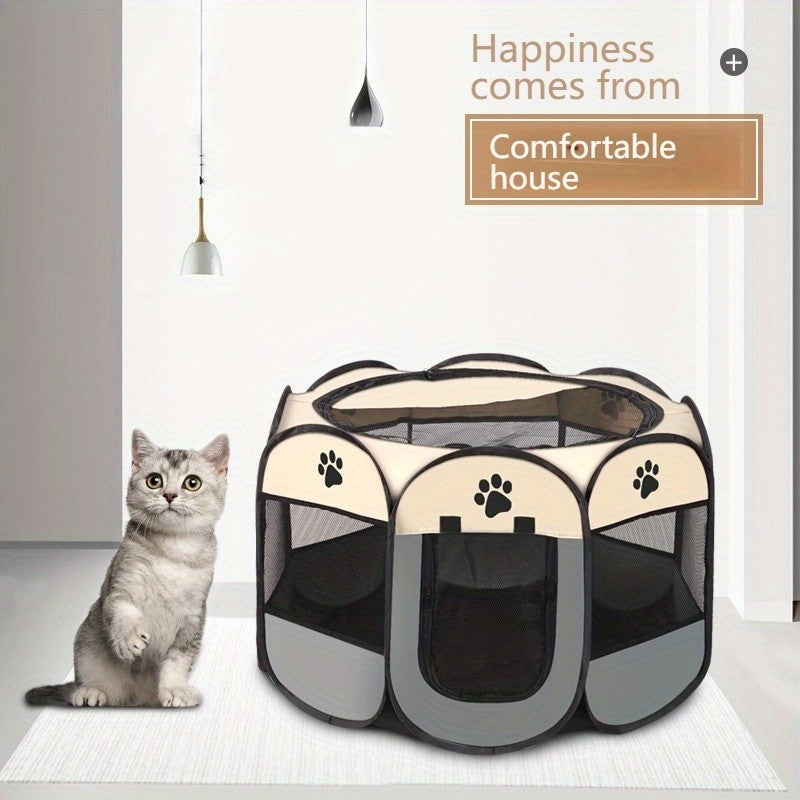 Portable Octagonal Pet Playpen, Foldable Oxford Cloth Travel Enclosure with 30, 37 and 46 Inch Size Options for Supervised Indoor and Outdoor Use