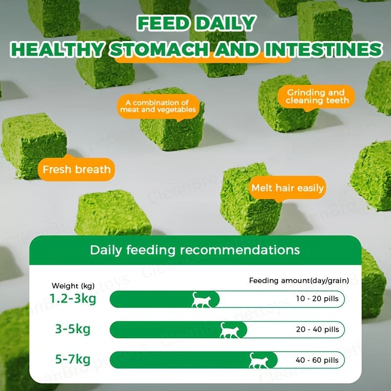 Cat Snack Pellets and Biscuits, 150g Cat Grass Pellets or Mixed Flavor Cat Biscuits and 155g Green Square Mint Granules for Supervised Treat Time