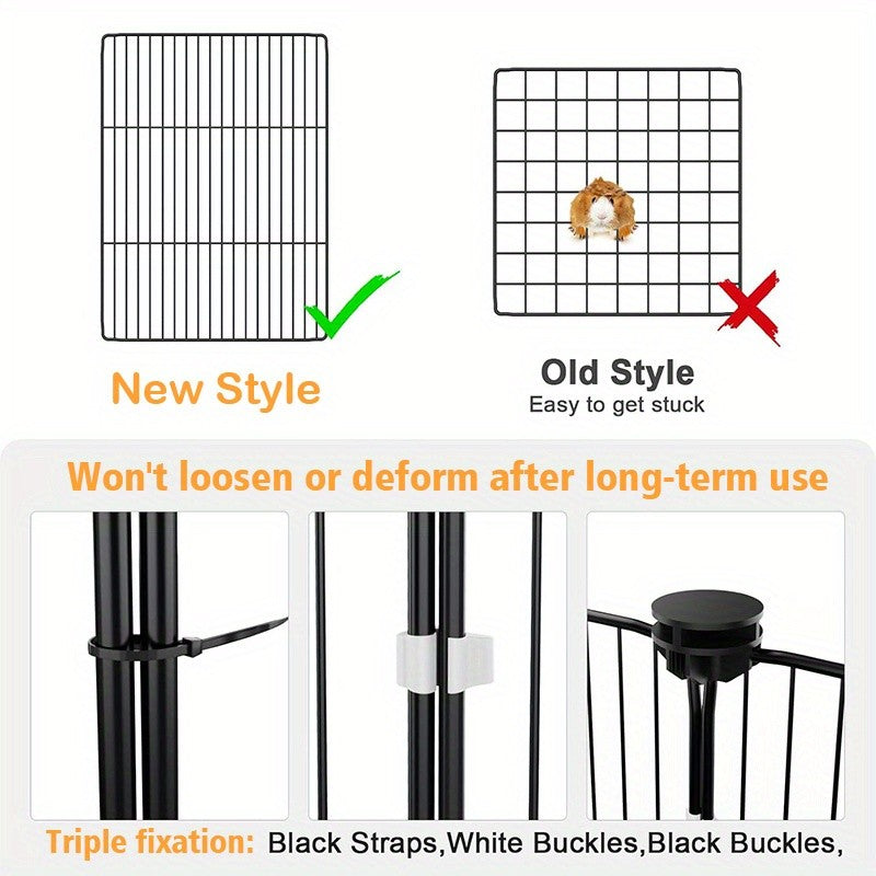 Small Animal Enclosure with Mat, Black Villa-Style Pet Fence for Supervised Indoor Play Areas and Outdoor Activity, Hamster Cage Model