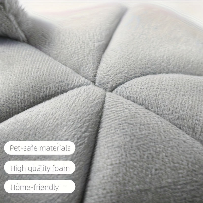 Cat Cave Bed with Cute Cat Ears for Indoor Cats and Kittens, Gray Enclosed Sleeping House with Rounded Entrance for Quiet Naps