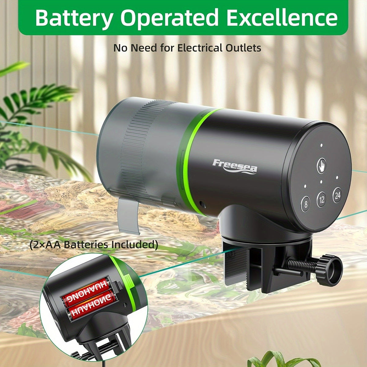 Automatic Aquarium Fish Feeder with Vacation Timer, Adjustable Electric Fish Food Dispenser with Two Mounting Methods for Home Tank Feeding Routines