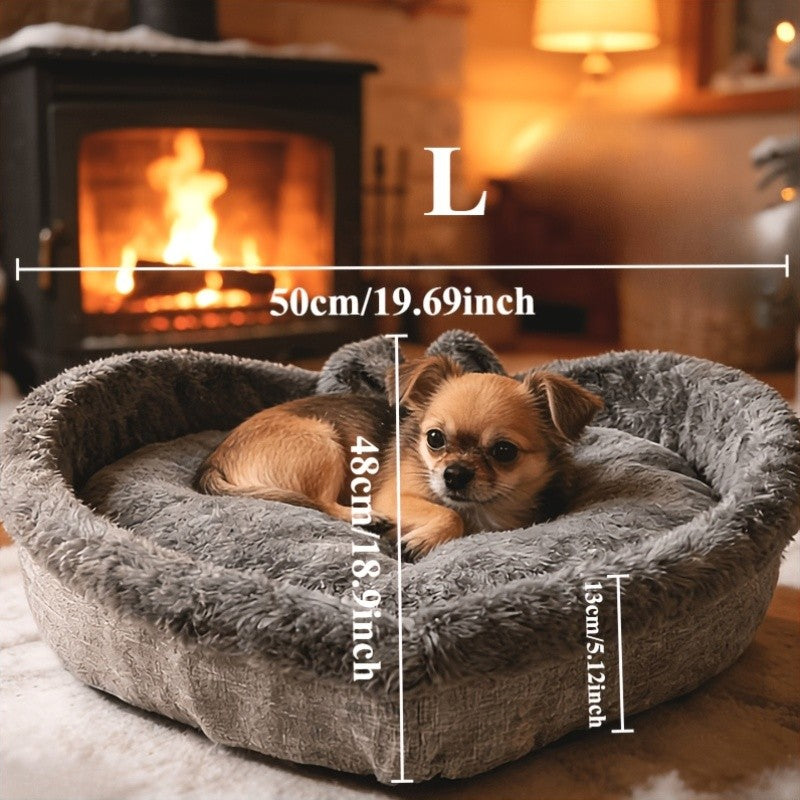 Heart-Shaped Dog Bed with Plush Fleece Lining, Medium Cozy Resting Bed for Puppies, Small Dogs and Cats up to 6.61 lb, No Assembly Required