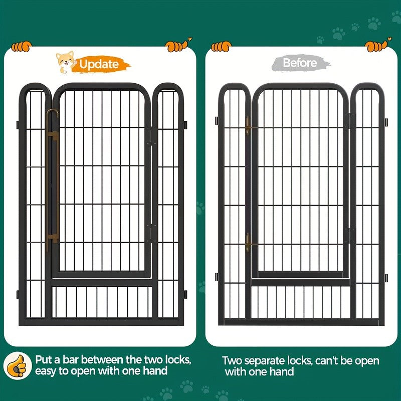 Dog Camping Playpen with Single Door, 8-Panel Foldable Metal Pet Fence in 24 or 40 Inch Options for Indoor Exercise, Outdoor Yards and RV Trips