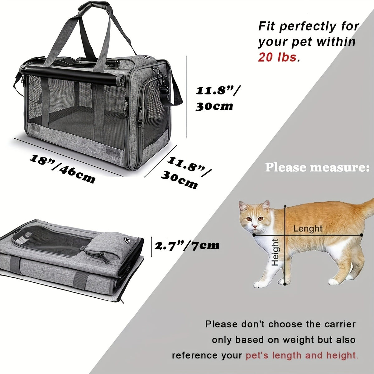 Pink Foldable Pet Carrier for Cats and Puppies, Breathable Soft-Sided Travel Bag with Pet Straps for Vet Visits, Short Trips and Everyday Outings