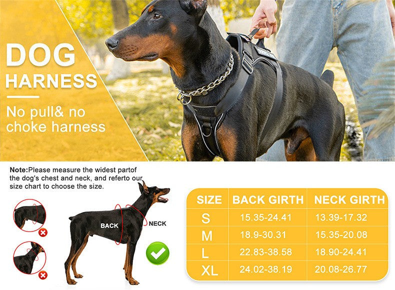 Dog Harness with 3 Patches, Reflective Adjustable Oxford Vest with Breathable Mesh Lining and Chest and Back Leash Loops for Walking, S to XL