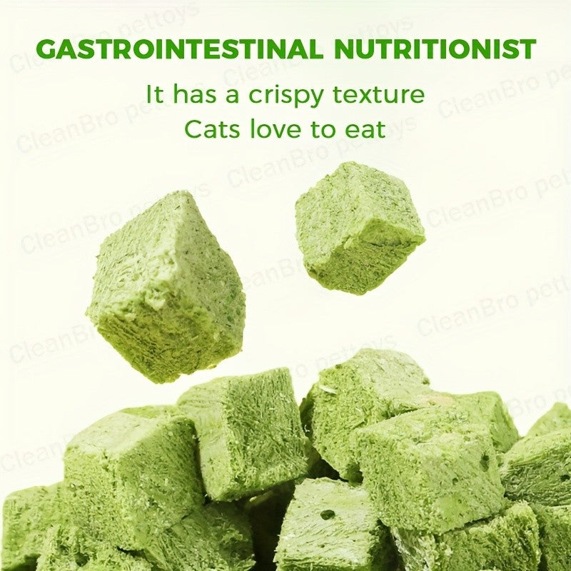 Cat Snack Pellets and Biscuits, 150g Cat Grass Pellets or Mixed Flavor Cat Biscuits and 155g Green Square Mint Granules for Supervised Treat Time