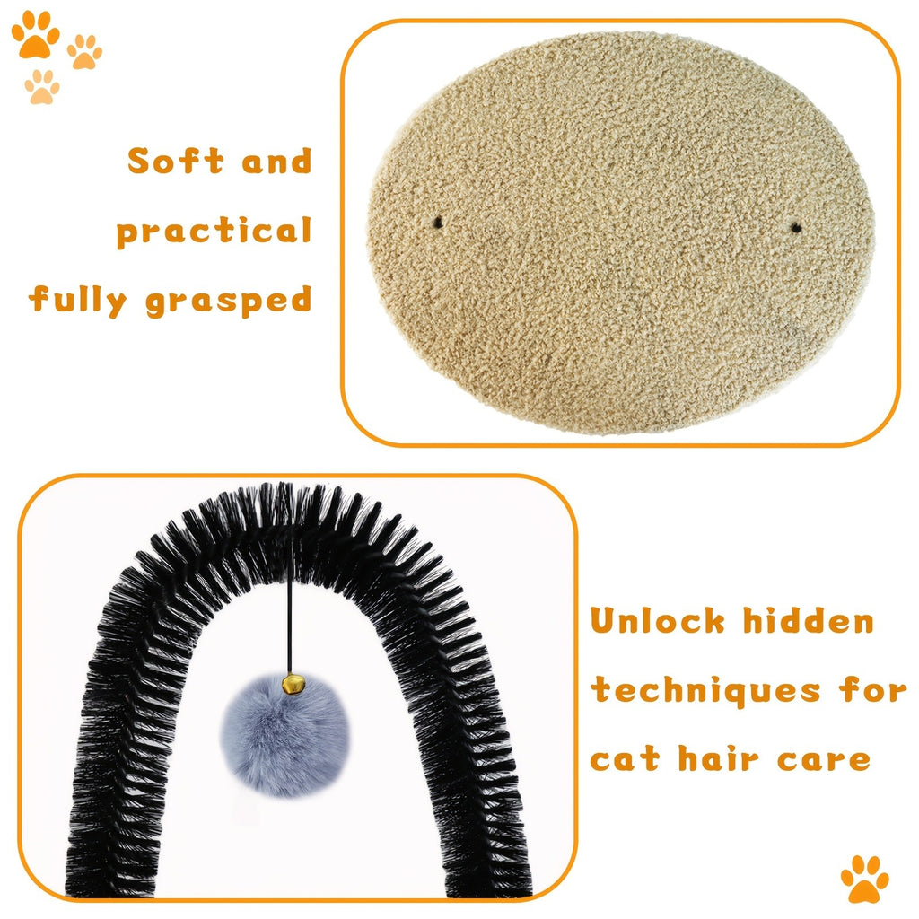 Self Grooming Cat Toy with Arch and Scratching Board, Interactive Rubbing and Massage Station for Kittens and Everyday Indoor Cat Play
