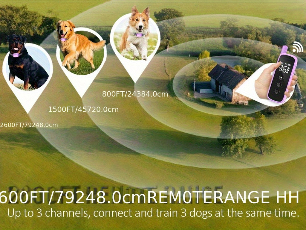 Dog Training Collar with Keypad Lock, 2600ft Listed Remote Range, Rechargeable Beep, Vibration and Static Modes, Orange or Purple Options for 1 to 3 Dogs