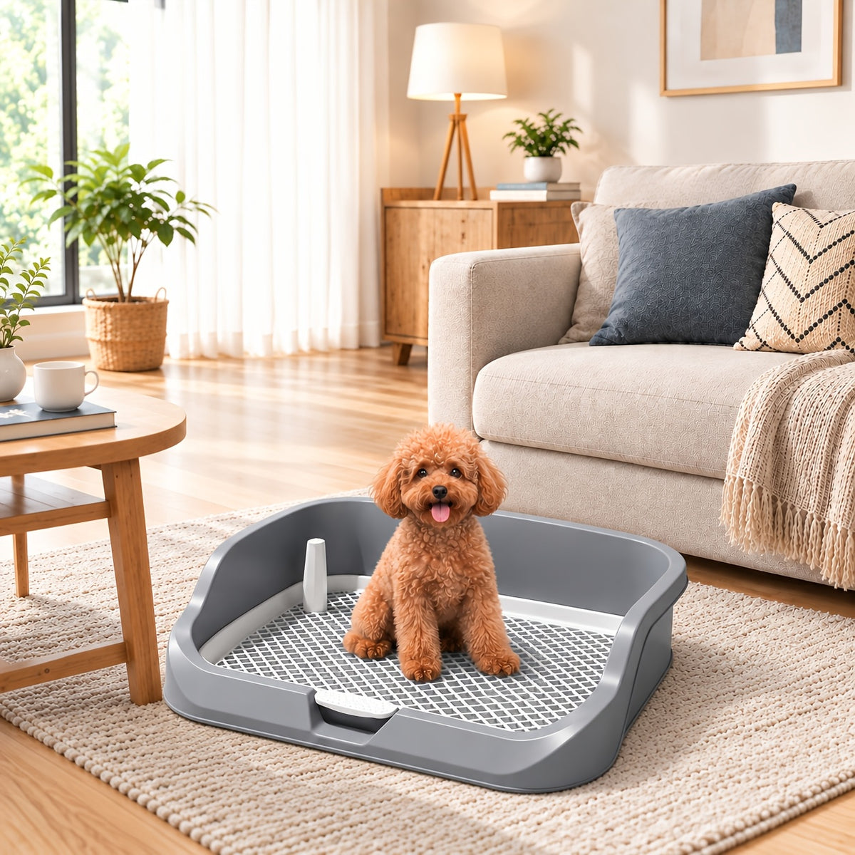 Dog Toilet Training Tray, Washable Reusable Pet Potty with Detachable Design, High-Sided Splash Guard or Flat Panel Options for Puppy House Training