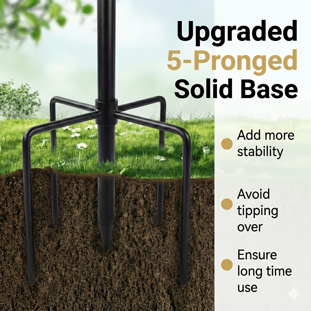Outdoor Bird Bath with Removable Basin, 0.7 or 1.4 Gallon Garden Birdbath with Ground Stake, Decorative Bird Accents and Optional Solar Sprayer