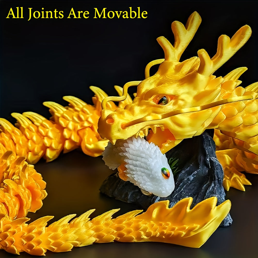 3D Printed Dragon Figurine, Large 88cm Articulated Dragon with Movable Joints and Mouth for Desktop Display, Fantasy Decor and Birthday Gifts