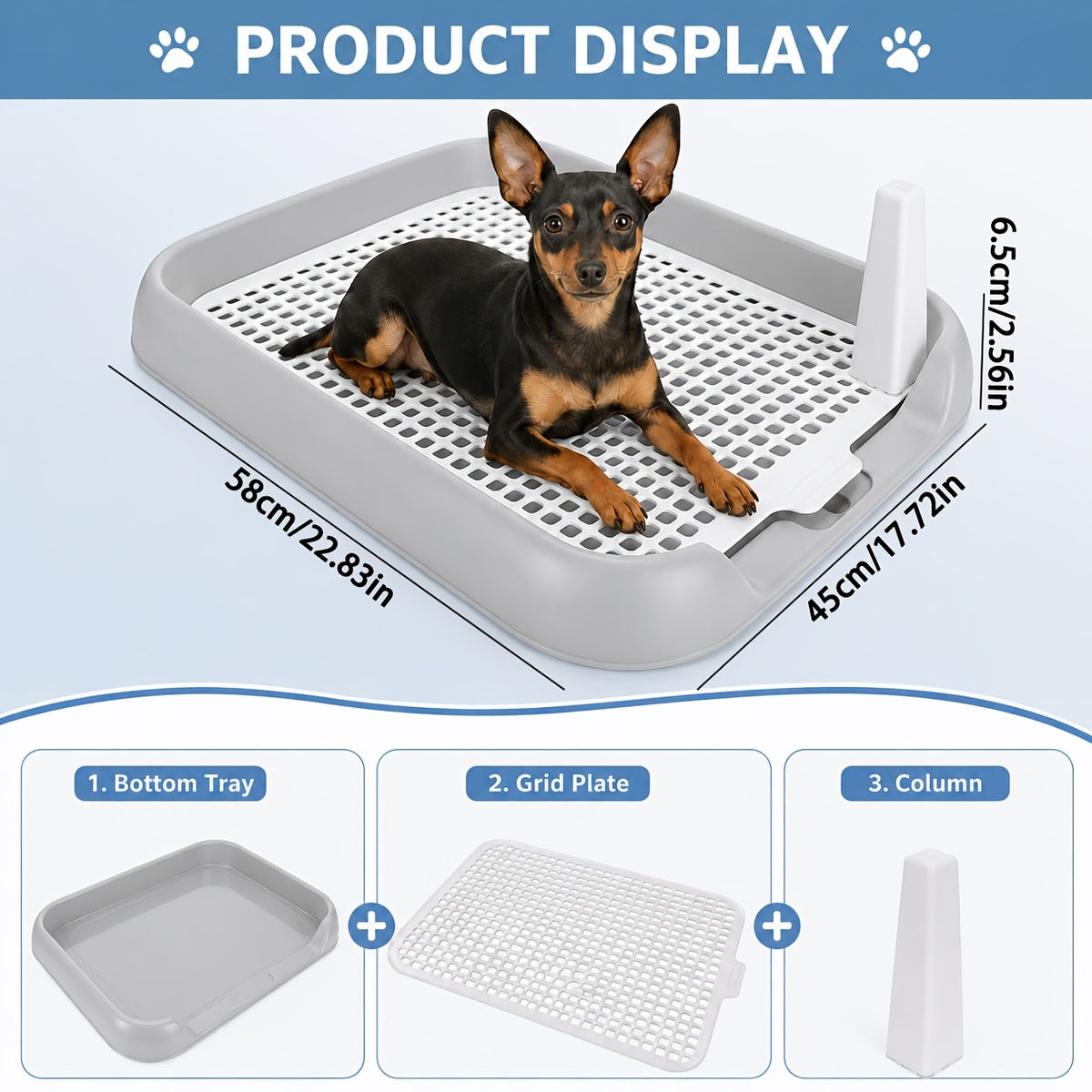 Dog Toilet Training Tray, Washable Reusable Pet Potty with Detachable Design, High-Sided Splash Guard or Flat Panel Options for Puppy House Training