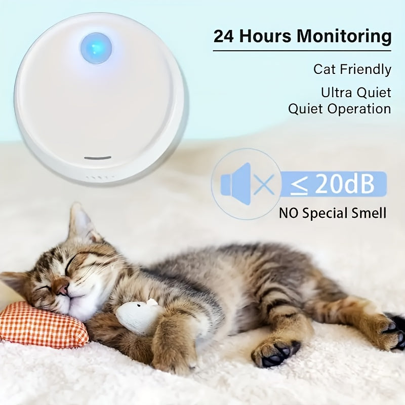 Cat Litter Box Deodorizer with Intelligent Sensor Light, White Automatic Pet Odor Management Device for Cat and Dog Toilet Areas, 1 Piece