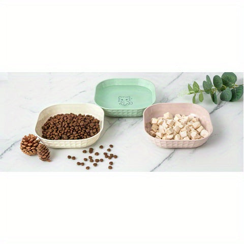Shallow Cat Bowls 6-Piece Set, Non-Slip Wet Food Plates with Anti-Tip Design for Indoor Cat Feeding Routines, Mixed Random Colors