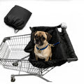 Dog Shopping Cart Cover, Quilted Pet Grocery Cart Liner in Black with Portable Bag Design for Supervised Outings at Pet-Friendly Stores