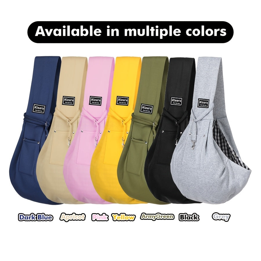 Crossbody Pet Carrier Sling for Dogs and Cats, Lightweight Breathable Foldable Travel Bag with 15 Poop Bags and Dispenser for Everyday Outings