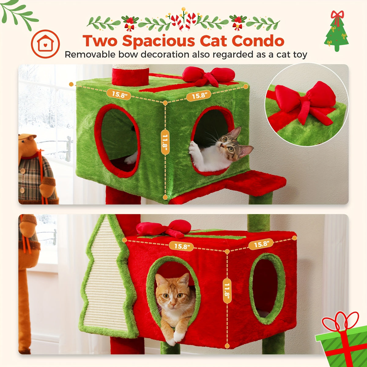 Floor to Ceiling Cat Tree, 90–107 Inch Adjustable 4-Tier Indoor Cat Tower with Tension Rod and Soft Carpet-Style Platforms for Climbing and Rest