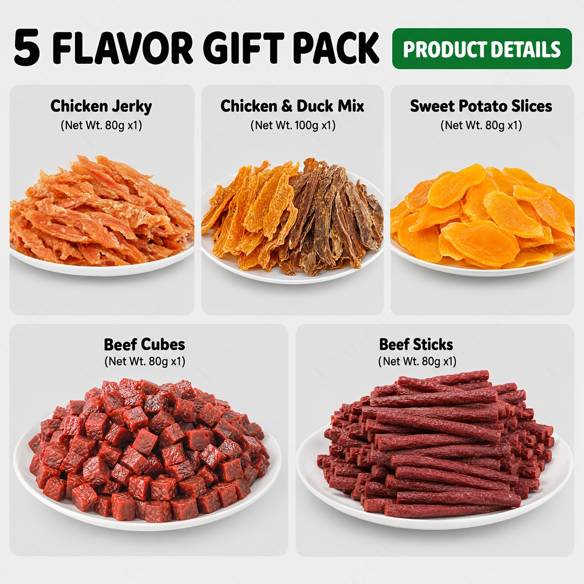 Dog Jerky Treat Variety Pack, Chicken and Duck Mixed Pack or Beef Strip Options for Supervised Training Rewards and Everyday Snack Time