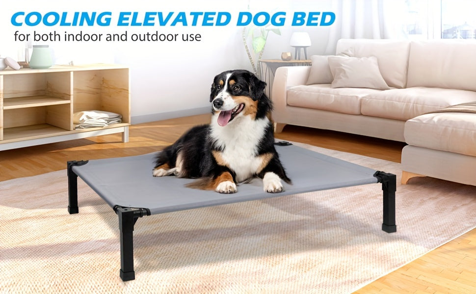 Raised Mesh Dog Bed with Metal Frame and Non-Slip Feet, Washable Breathable Pet Cot in 35 to 60 Inch Sizes for Indoor and Outdoor Lounging