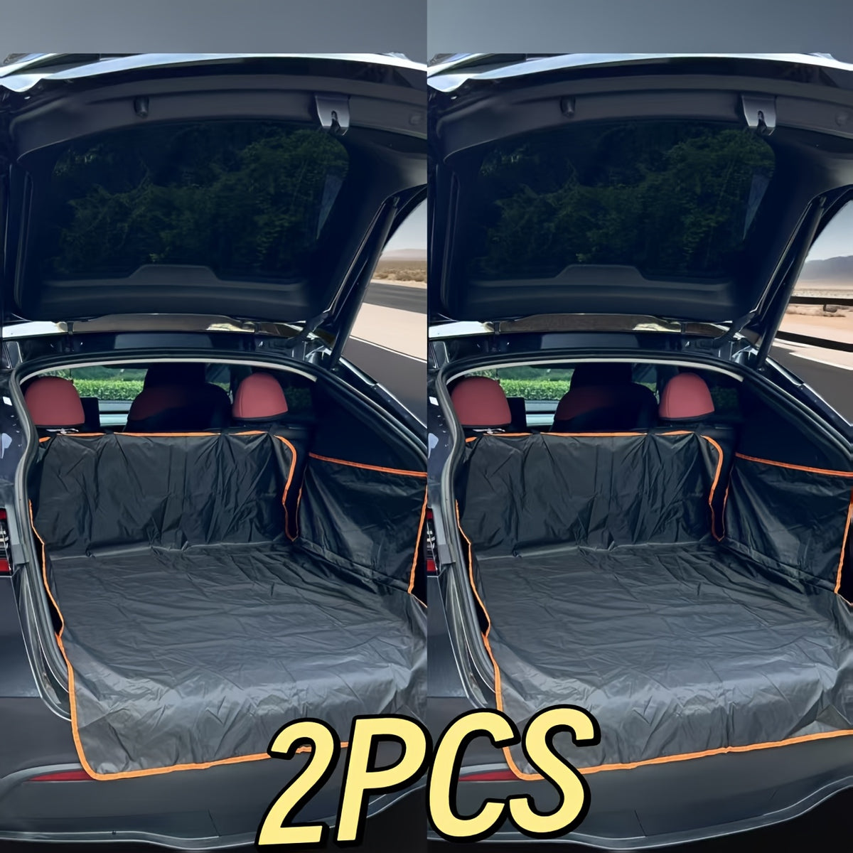Dog Cargo Liner with Orange Trim and Side Flaps, Pet Trunk Cover for SUVs and Cars, Rear Interior Protector for Everyday Travel