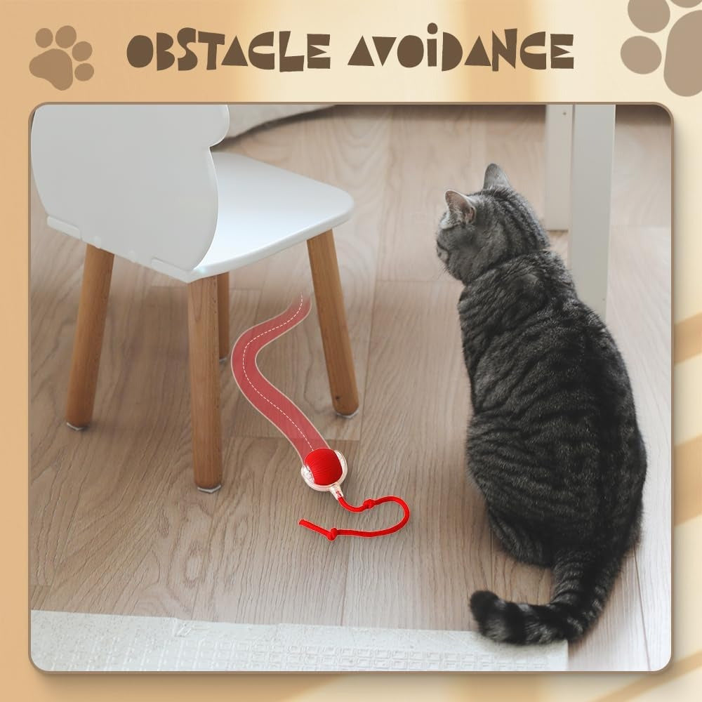 Interactive Cat Ball Toy 3 Pack, USB Rechargeable Self-Moving Pet Balls with LED Lights and 3 Play Modes for Cats and Small Dogs, Multicolor