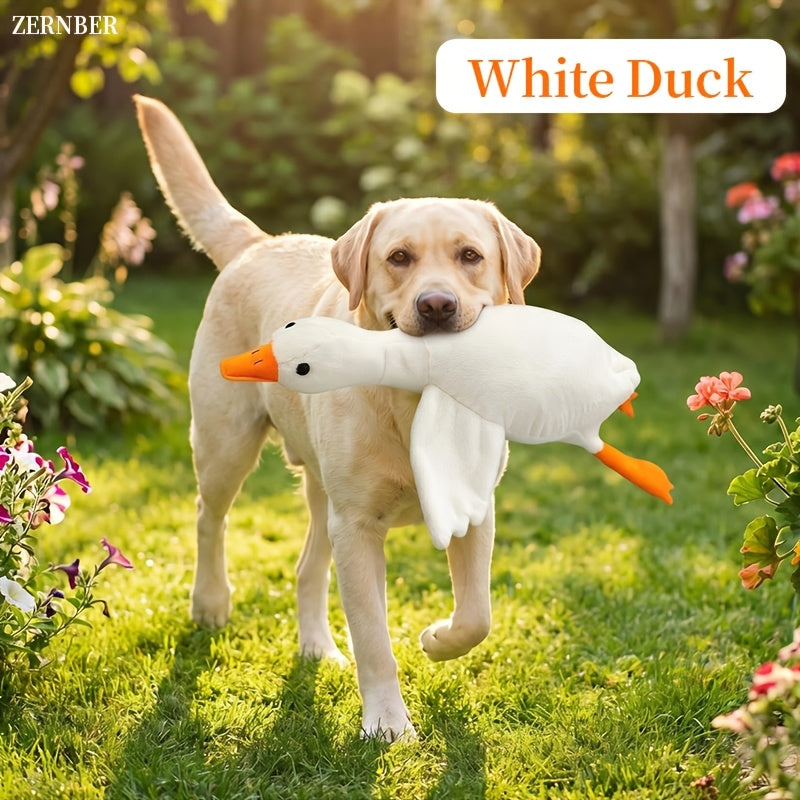 Plush Goose Dog Toy with Embroidered Eyes, 50 cm Soft Washable Pet Companion for Gentle Indoor Play, Multicolor, White or Gray