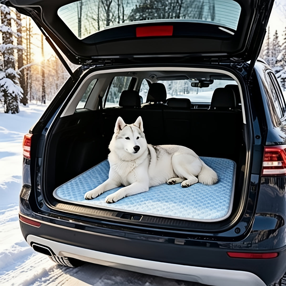 Washable Pet Bed Mat for Dogs and Cats, Blue Textured Non-Slip Sleeping Pad in S, M and L Sizes up to 44.9 x 34.3 Inches for Home and Vehicle Use