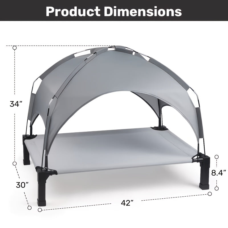 Outdoor Dog Bed with Removable Canopy, Portable Elevated Pet Cot in 42, 51 and 58 Inch Options for Dogs and Cats, Patio and Camping Rest
