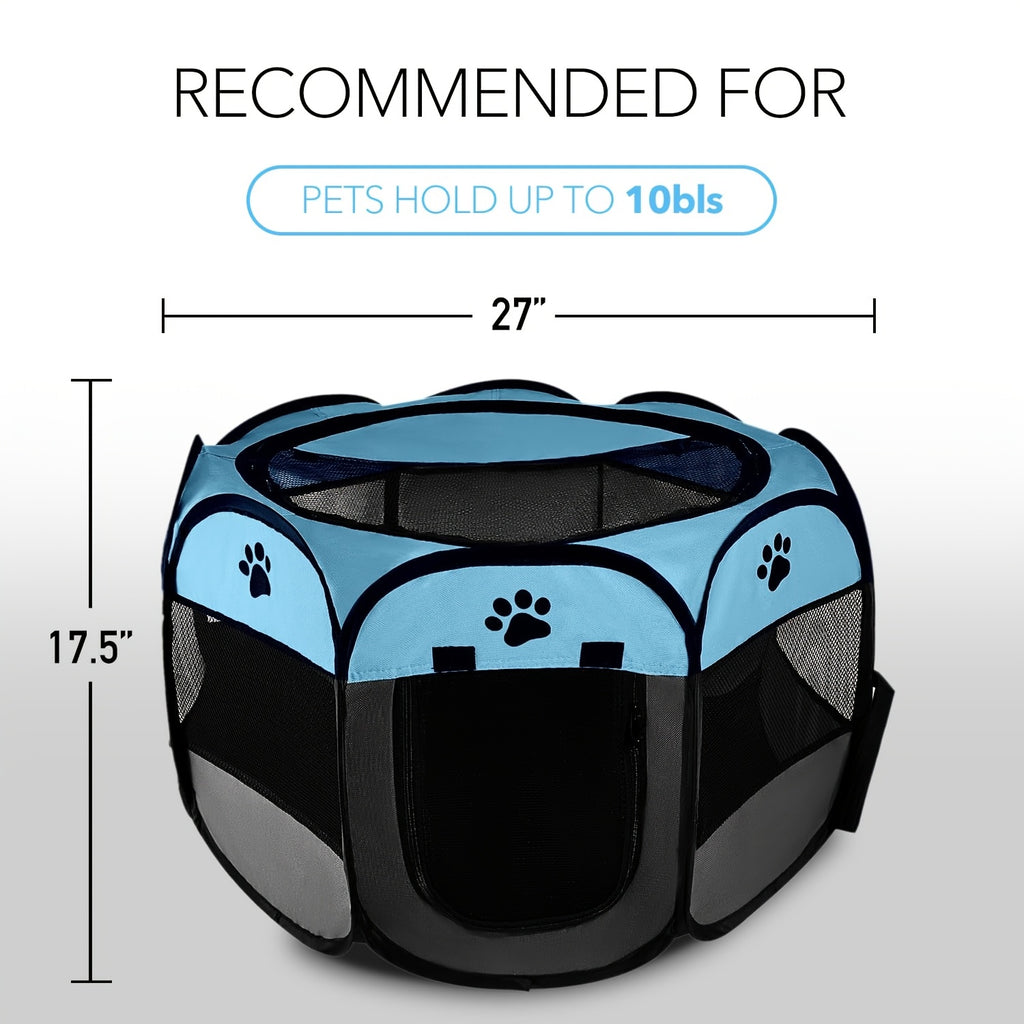 Pop Up Dog Playpen with Removable Zipper Top and Carrying Case, Portable Indoor Outdoor Pet Tent for Puppies, Small Dogs, Cats and Rabbits