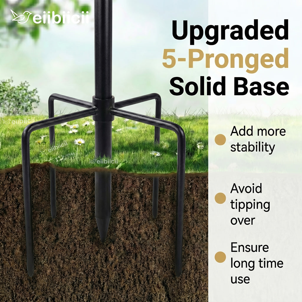 Outdoor Bird Bath with Removable Basin, 0.7 or 1.4 Gallon Garden Birdbath with Ground Stake, Decorative Bird Accents and Optional Solar Sprayer