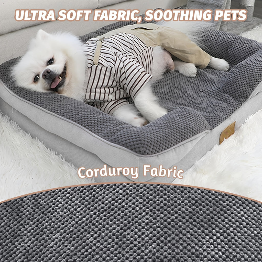 Large Dog Bed with Memory Foam, Removable Washable Cover, Soft Lining and Non-Slip Bottom, Indoor Pet Sofa in Four Sizes from 28 to 48 Inches
