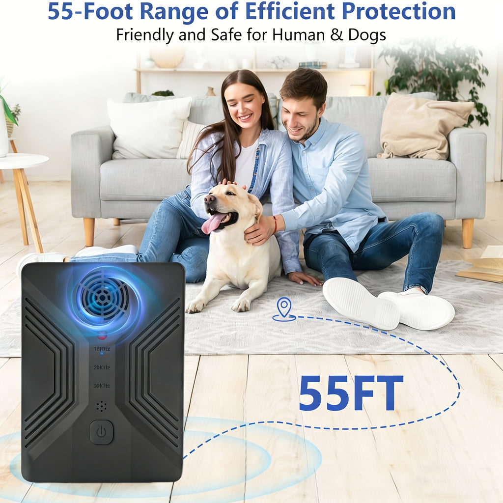 Automatic Ultrasonic Bark Deterrent with 3 Modes, USB Rechargeable Black Bark Box with Listed 55ft Range for Supervised Dog Behavior Management