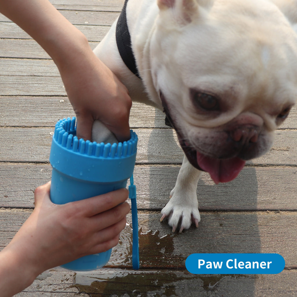 Dog Paw Washer for Large Dogs, Portable Paw Cleaning Cup with Removable Bristle Insert and Bath Brush for Muddy Walks and Outdoor Grooming