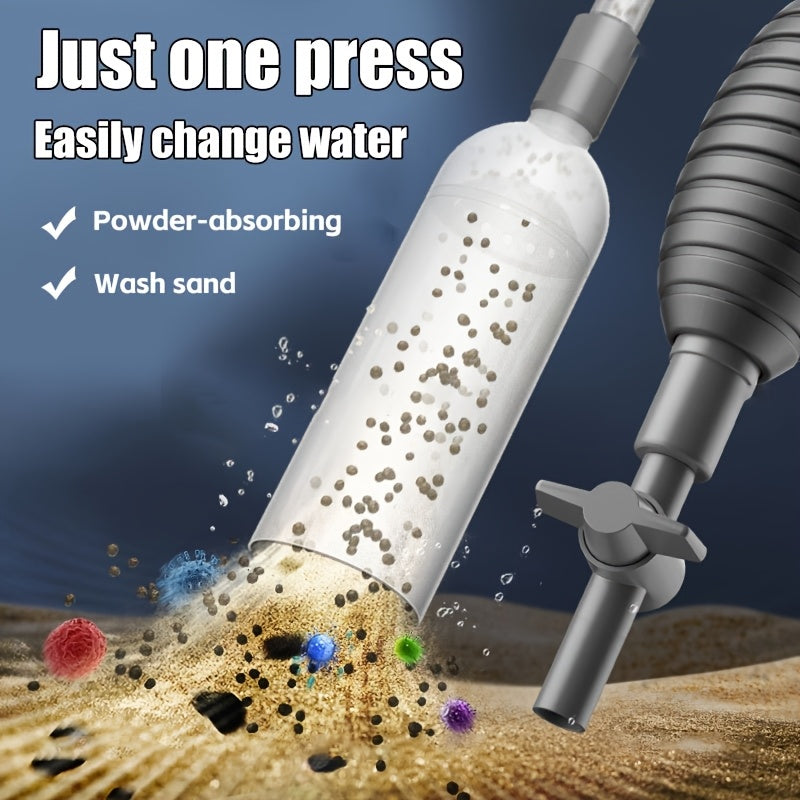 Manual Aquarium Gravel Cleaner, 66.93-Inch Gray Reinforced Siphon for Fish Tank Water Changes and Debris Removal, Freshwater and Saltwater Use