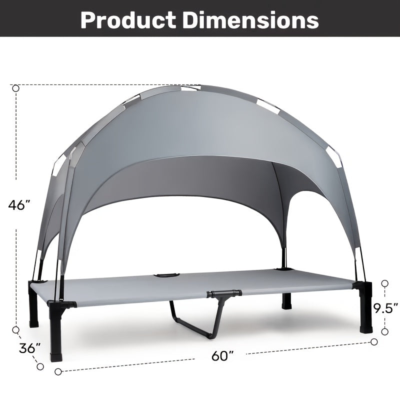 Outdoor Dog Bed with Removable Canopy, Portable Elevated Pet Cot in 42, 51 and 58 Inch Options for Dogs and Cats, Patio and Camping Rest
