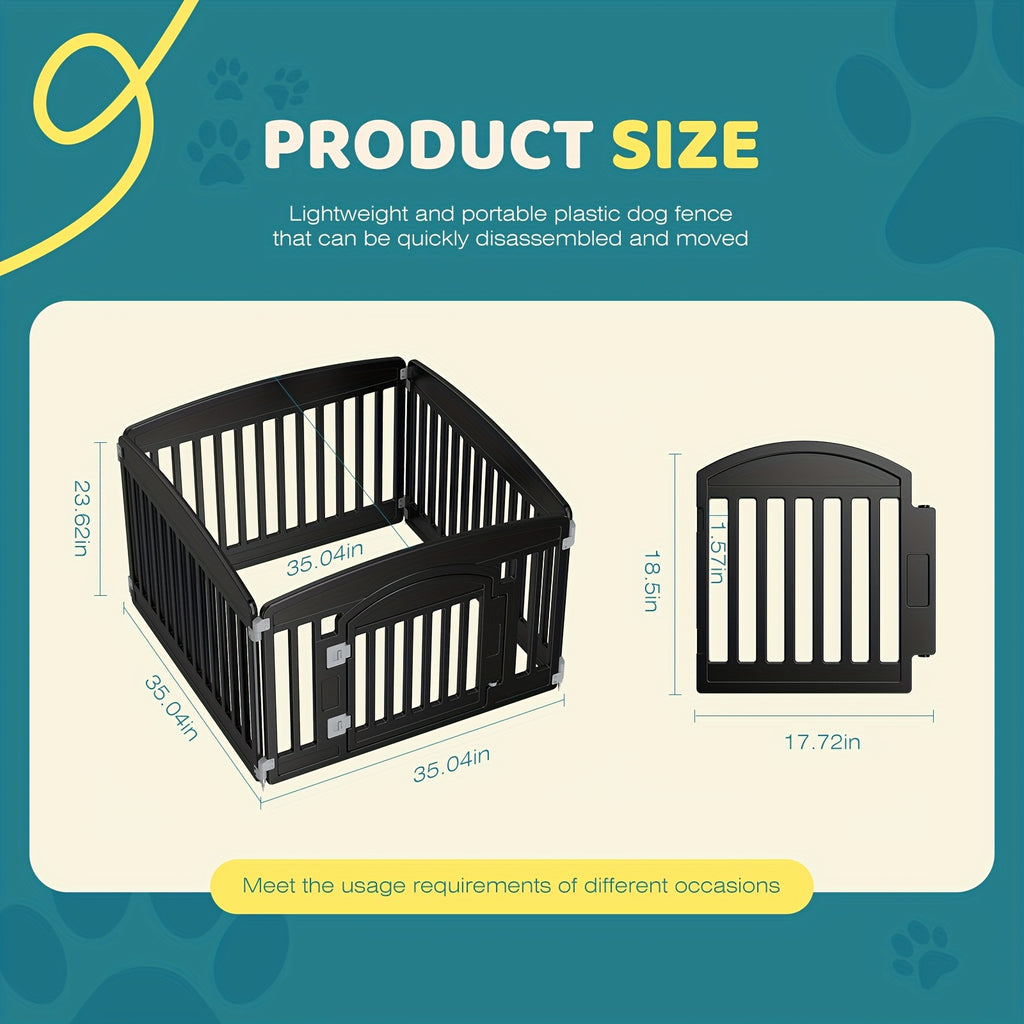 Plastic Dog Playpen with Locking Door, Expandable Puppy Exercise Pen for Small and Medium Dogs, Indoor Outdoor Use with 4, 6 or 8 Panel Options