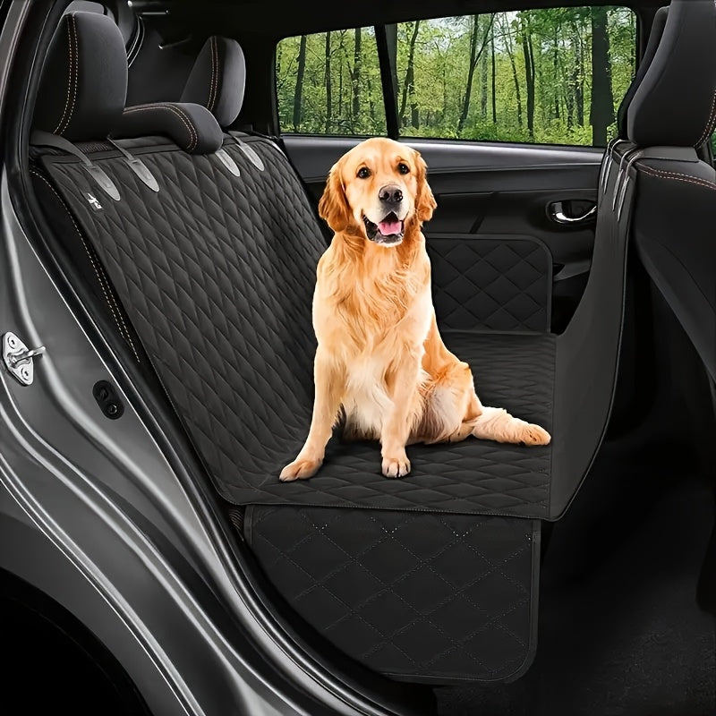 Water-Resistant Dog Car Seat Cover, 600D Oxford Rear Seat Protector, Pet Hammock and Cargo Liner with 4 Headrest Anchors and 2 Seat Anchors