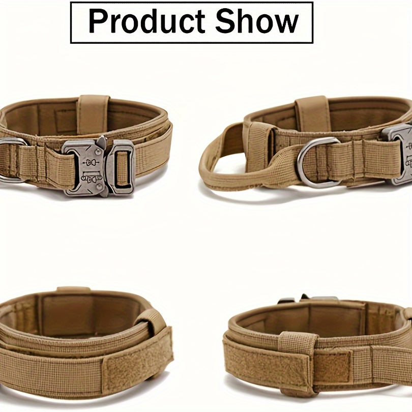 Heavy Duty Dog Collar and Leash Set with Control Handle, 1.5-Inch Padded Adjustable Nylon Collar for Medium and Large Dogs, Walking and Training