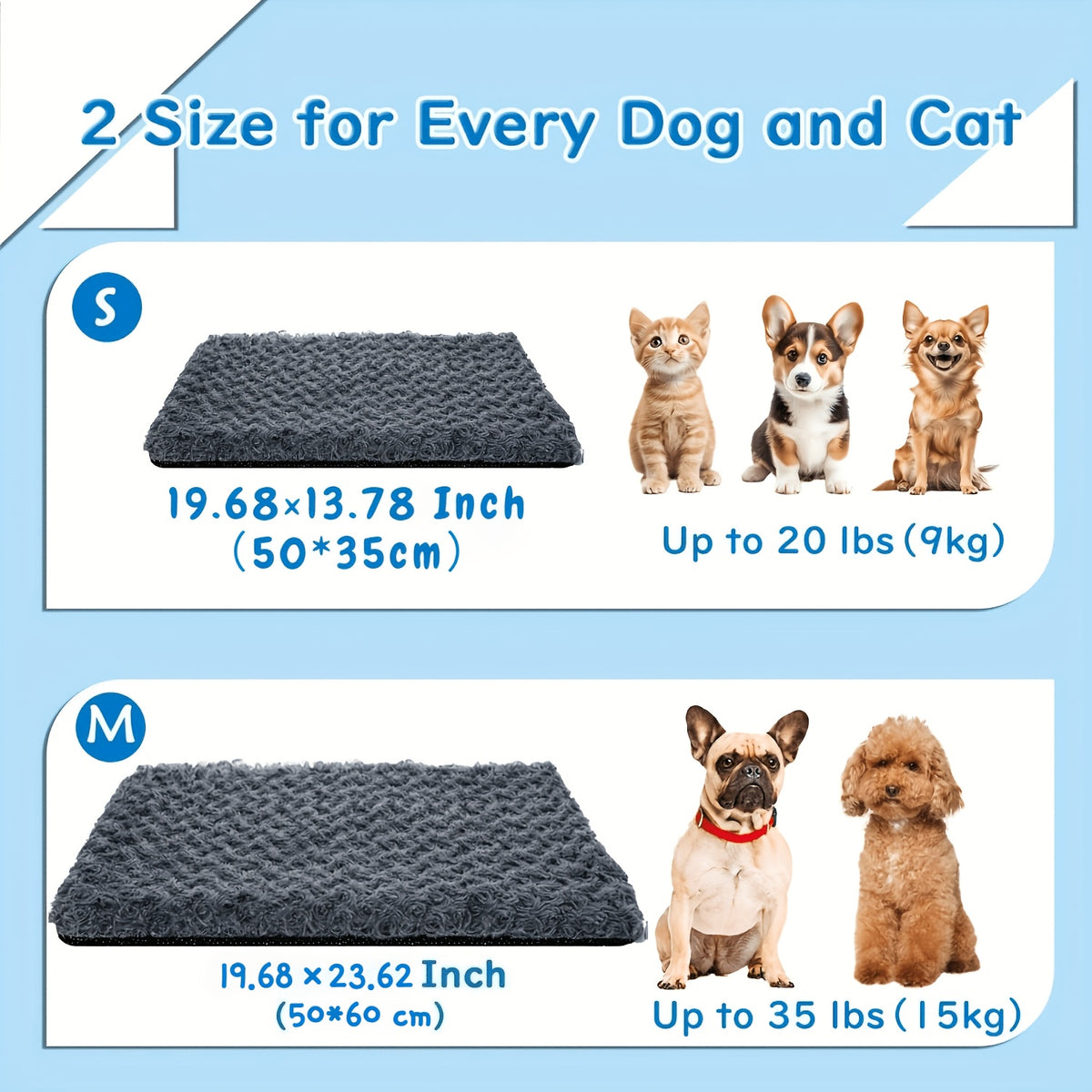Heat-Retaining Pet Mat for Cats and Dogs, Removable Washable Non-Slip Resting Pad for Indoor Outdoor Use, Dark Gray in Small or Large