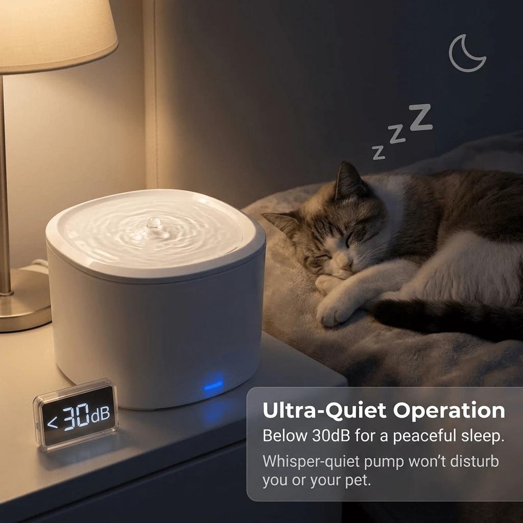 Pet Water Fountain 3L Filter Bundle, Quiet USB Powered Drinking Dispenser with 2 Replacement Filters and Detachable Design for Cats and Dogs