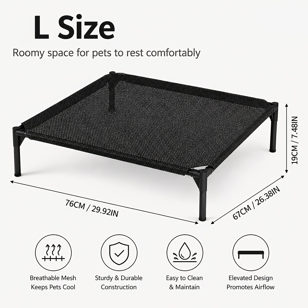 Elevated Dog Cot with Breathable Mesh, 19cm Raised Pet Bed with Metal Frame and Non-Slip Feet for Indoor, Patio and Camping Rest