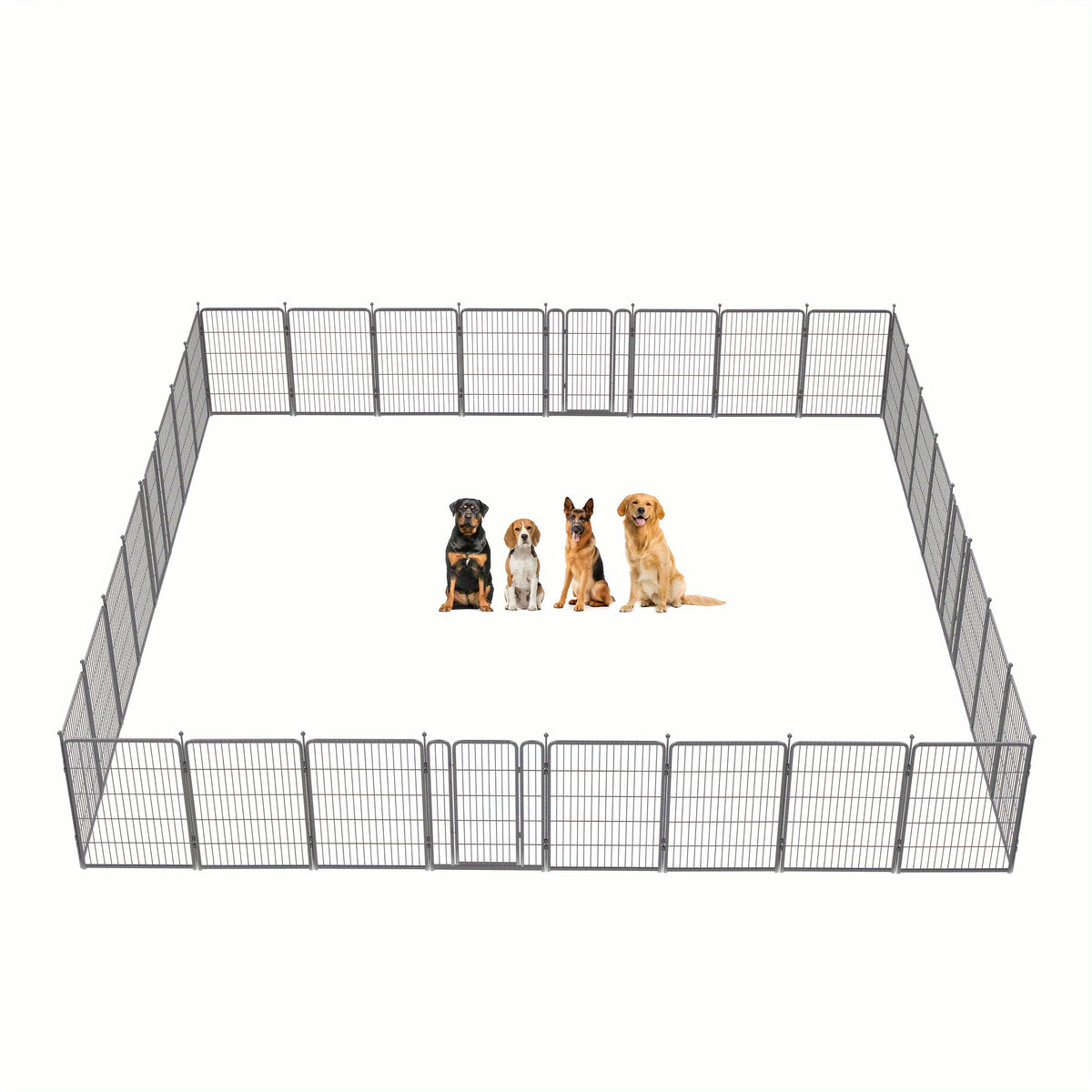 Dog Playpen 40 Inch in Silvery, Metal Pet Exercise Fence with Gate and 8, 16, 32 or 48 Panel Options for Indoor, Yard and RV Camping Use