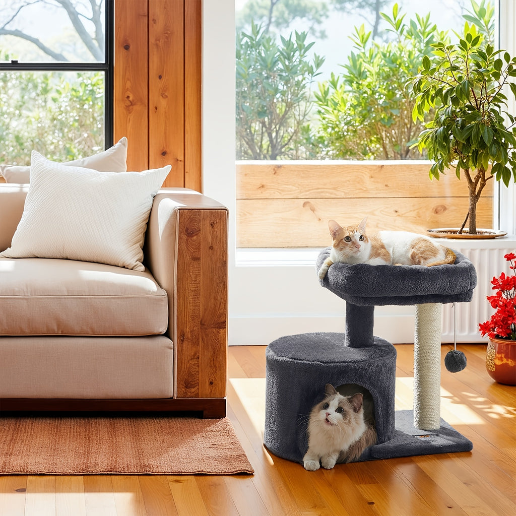 Cat Tree with Soft Padded Perch and Plush Condo, Multi-Level Indoor Cat Tower with Sisal Scratching Posts for Kittens and Cats, Four Colors