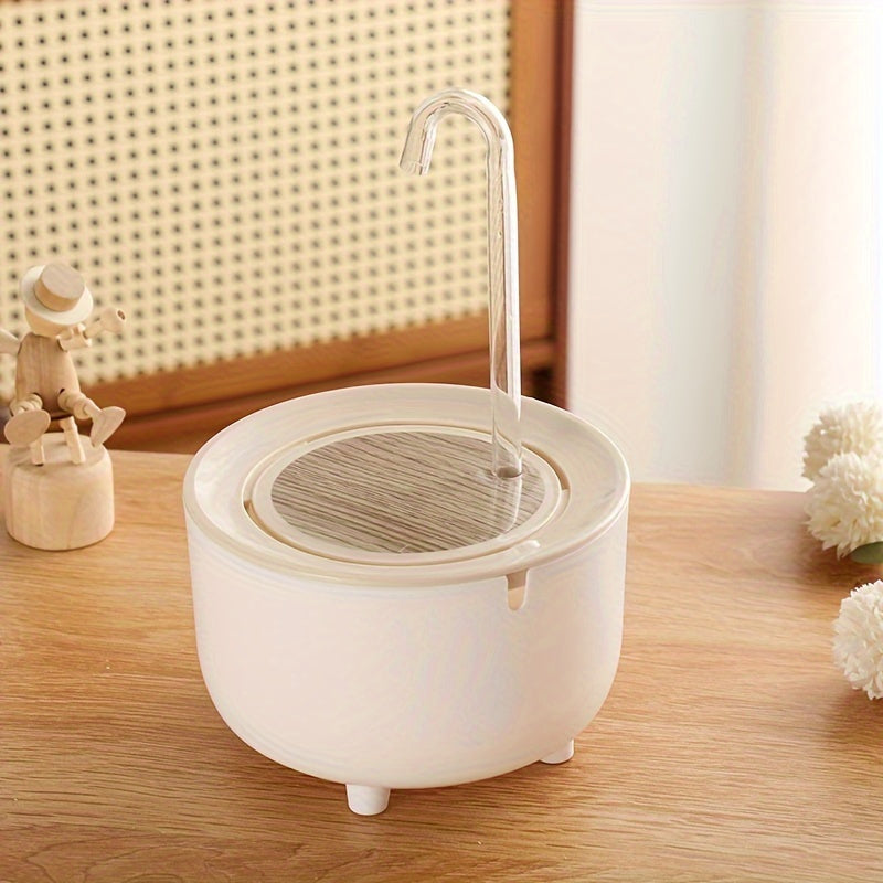 Cat Water Fountain with Round Basin, USB Powered Quiet Recirculating Pet Drinking Dispenser with Flower Spout for Indoor Cats and Small Dogs