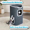 Cat Hideaway Tower with Felt Exterior and Particle Board Frame, Indoor Cat Condo Furniture in One, Three or Four Layers with Optional Bell Ball Bundles