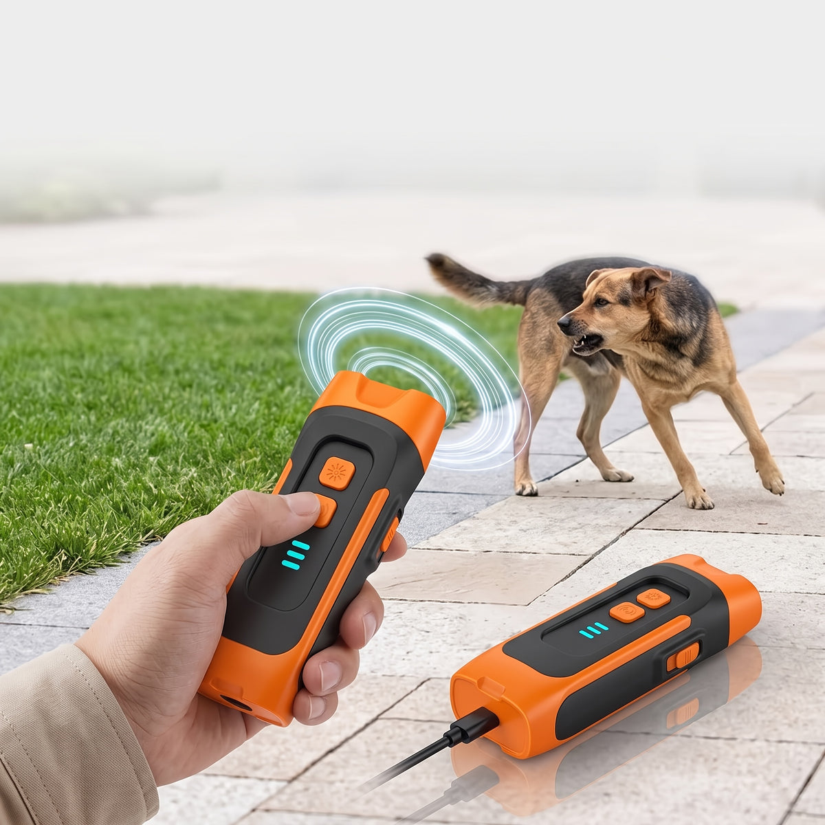 Handheld Ultrasonic Dog Training Device with LED Flashlight, Adjustable Portable Bark Deterrent for Supervised Indoor and Outdoor Use