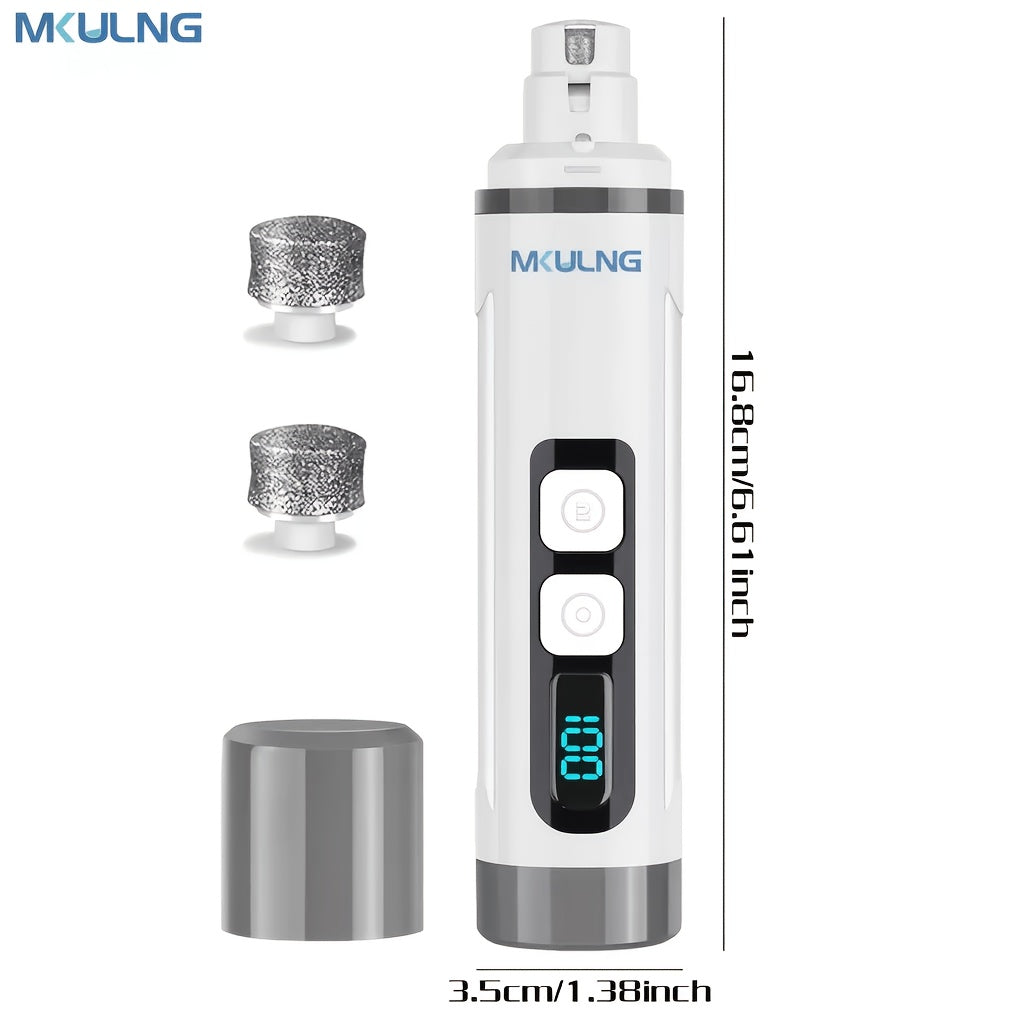 Dog Nail Grinder with LED Light, Quiet 3-Speed Rechargeable Pet Nail Trimmer with 3 Grinding Ports and Diamond Bit for Small, Medium and Large Dogs and Cats